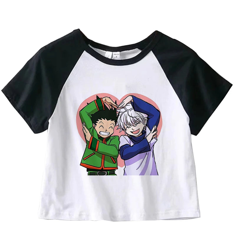 Hunter X Hunter Japan Anime Killua Shirt Y2k Crop Tops T-shirt Anime Women Tee Summer Short Sleeve Clothes Streetwear