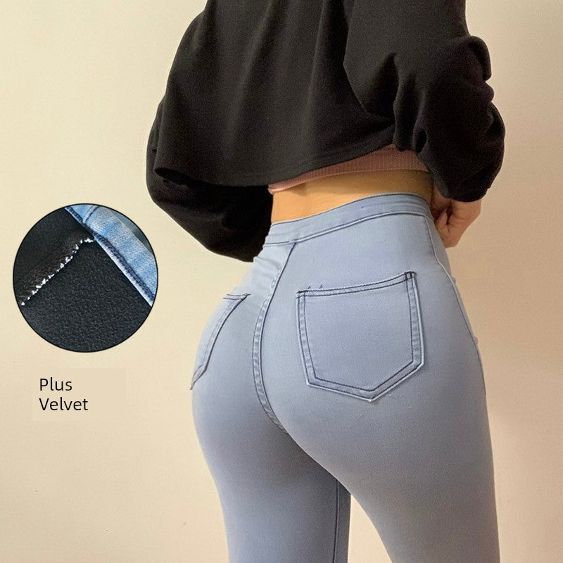 INS Internet Celebrity Fashion Peach Hip Pants Fitness Yoga Pants Women Outwear High Waist Hip Lift Spring/Summer Skinny Hip Raise Denim