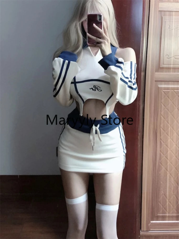 Tracksuits Women Casual Sweatshirts + Y2k Mini Skirts Fashion Outfits Chic French Bodycon Y2k 2 Piece Skirts Set 2023 Autumn