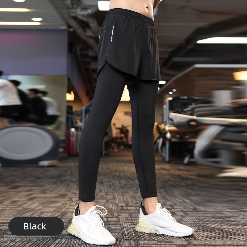 Exercise Workout Pants Spring Tight High Elastic Compression Yoga Pants Male and Female Professional Marathon Running Pants Training Trousers