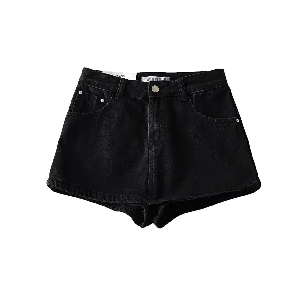 Denim Short Skirt for Women Sexy Slim Solid High Wiast Wrap Hip Mini Skirts 2024 Summer Femme Pockets Basics Jean A Line Casual