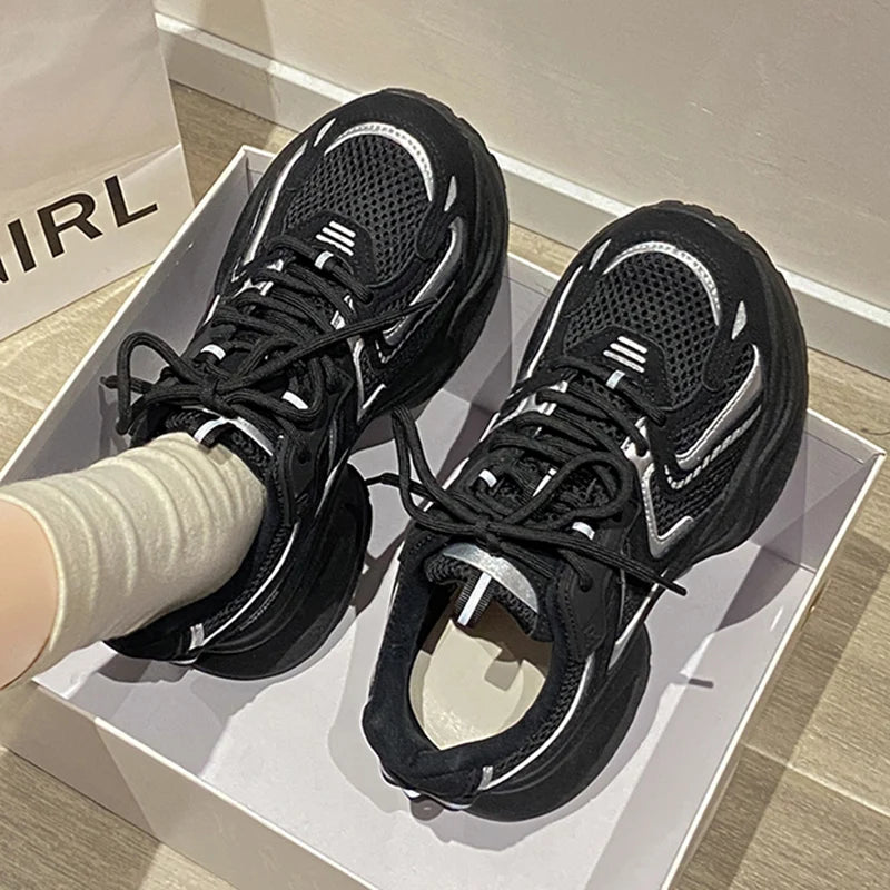 Women Platform Sneakers Casual Outdoor Shoes Trainers Running Tennis Sports Shoes Lace Up Comfortable Fashion Sneakers Female