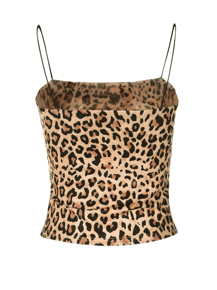 Camisola sexy para mulheres estampa de leopardo skinny crop top feminino festa boate bodycon sem mangas camis tank tops y2k