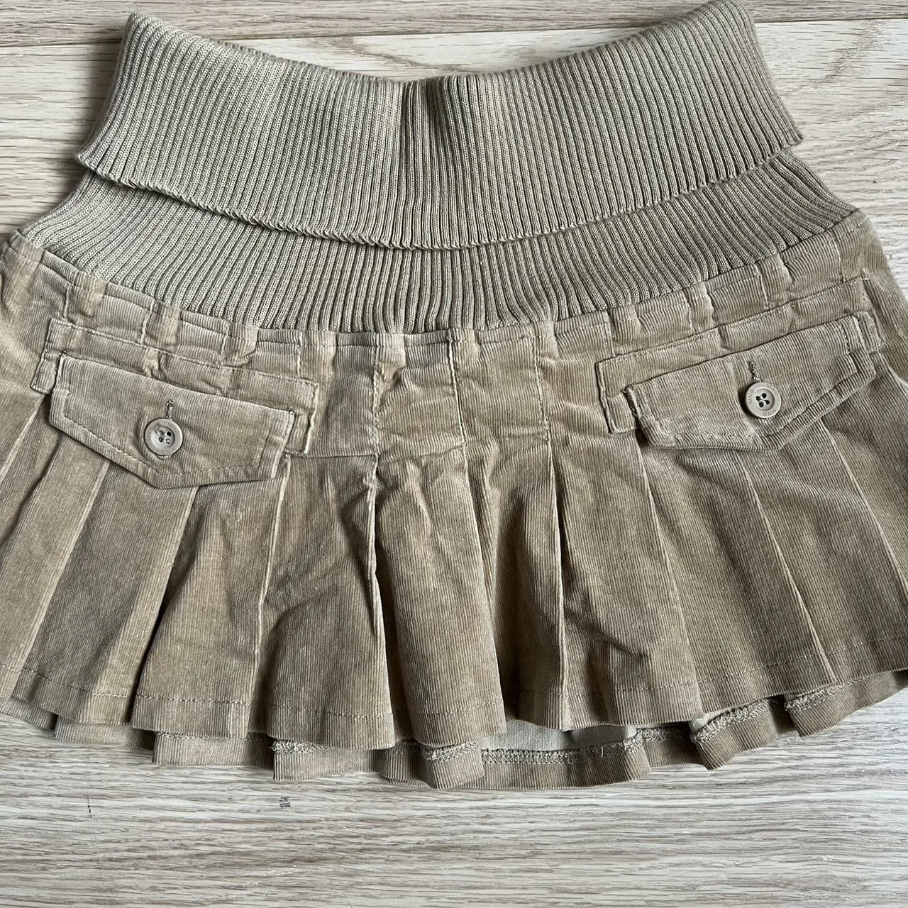 Y2K Ribbed Stretchy Waistband Mini Skirt Gothic Pleated Skirt Womens Harajuku Autumn Winter Retro Apricot Black High Waist Skirt