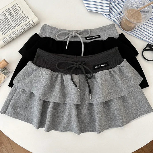 Hotsweet Mini Skirt Lace-up with Shorts Elastic High Waist A Line Short Cake Skirts Maxi Size Tulle Korean Clothes Dropship