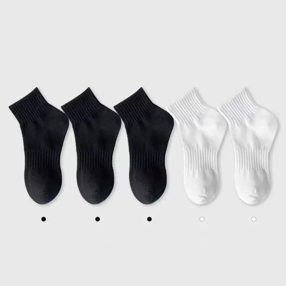 5 Pairs Women White Socks Cotton Anti-slip Sports Socks Y2k Harajuku Lolita Short Socks Set