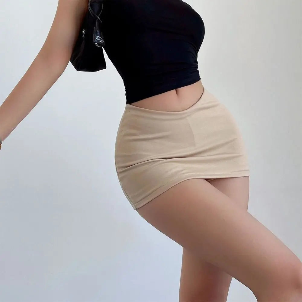 Polyester Package Hips Mini Skirt Korean Simple Solid Women's Mini Skirt High Waist Slim Package Hip Skirts Ladies