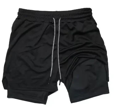 Summer sports versatile double layer men's shorts everyday casual quick-drying sports shorts men