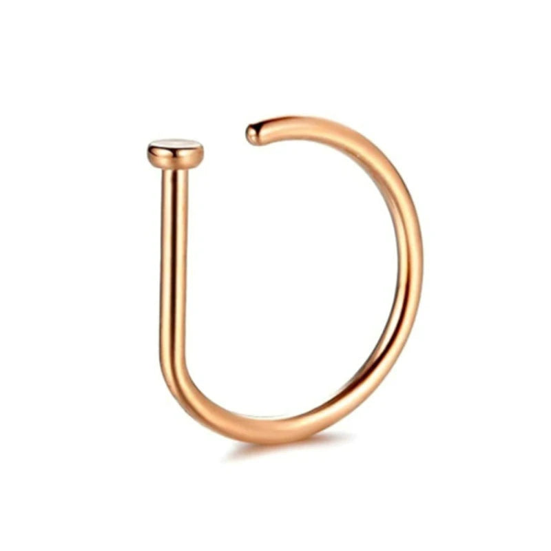 Stainless Steel D Shape Fake Nose Ring Hoop Faux Fake Nose Ring Non-Pierced Clip On Nose Hoop Rings Jewelry For Women Men