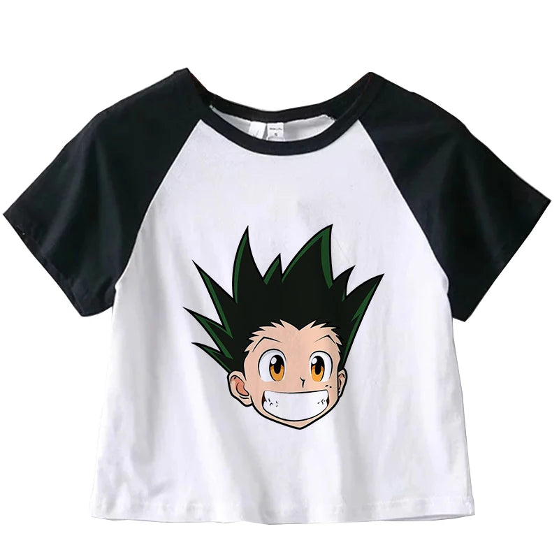 Hunter X Hunter Japan Anime Killua Shirt Y2k Crop Tops T-shirt Anime Women Tee Summer Short Sleeve Clothes Streetwear