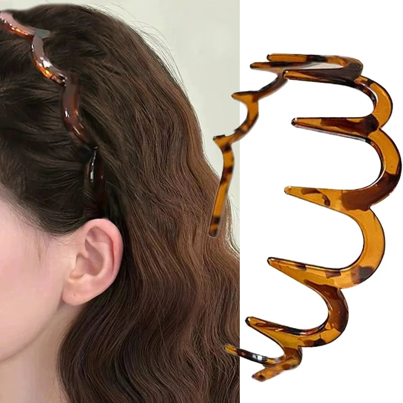 Moda Franjas Cabelo Quebrado Dentes Antiderrapante Âmbar Faixa de Cabelo para Mulheres Meninas Doce Enfeite de Cabelo Faixa de Cabelo Acessórios de Cabelo da Moda