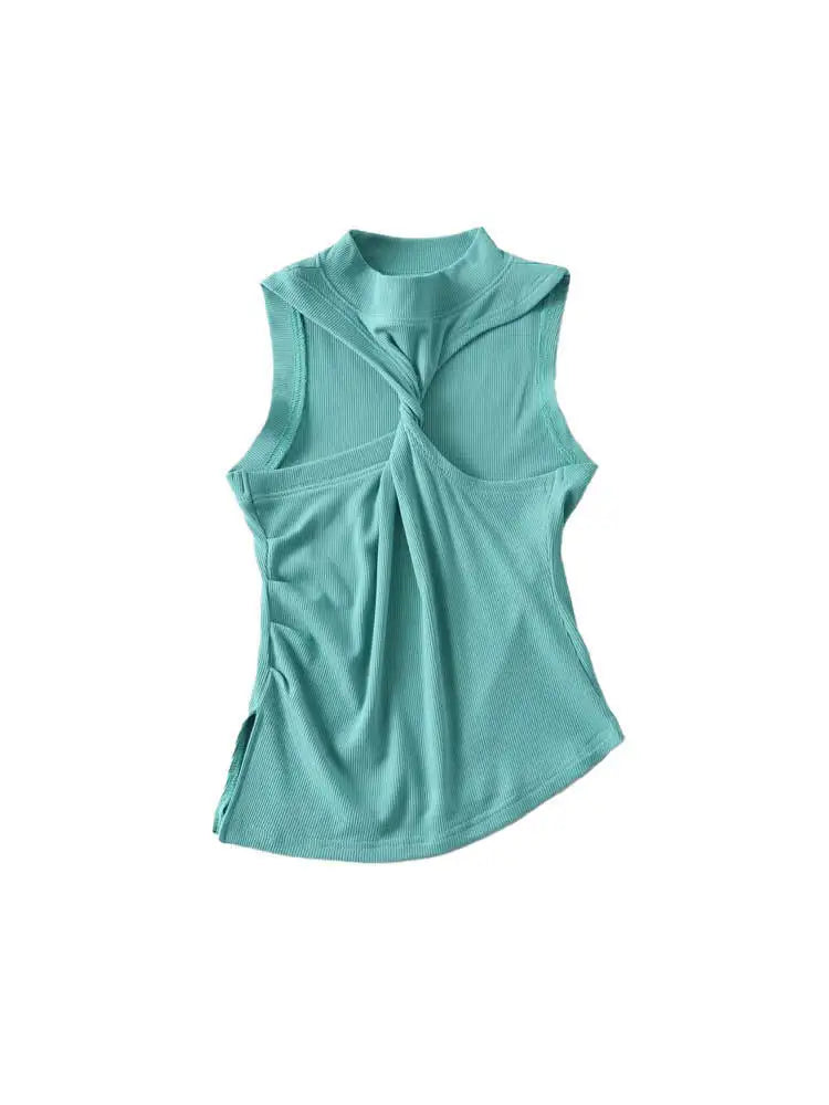 Pure Desire Wind Hanging Neck Small Strap Tank Top Female Sexy Design Sense Small Spicy Girl Short Top Fashion Tops 7FJX