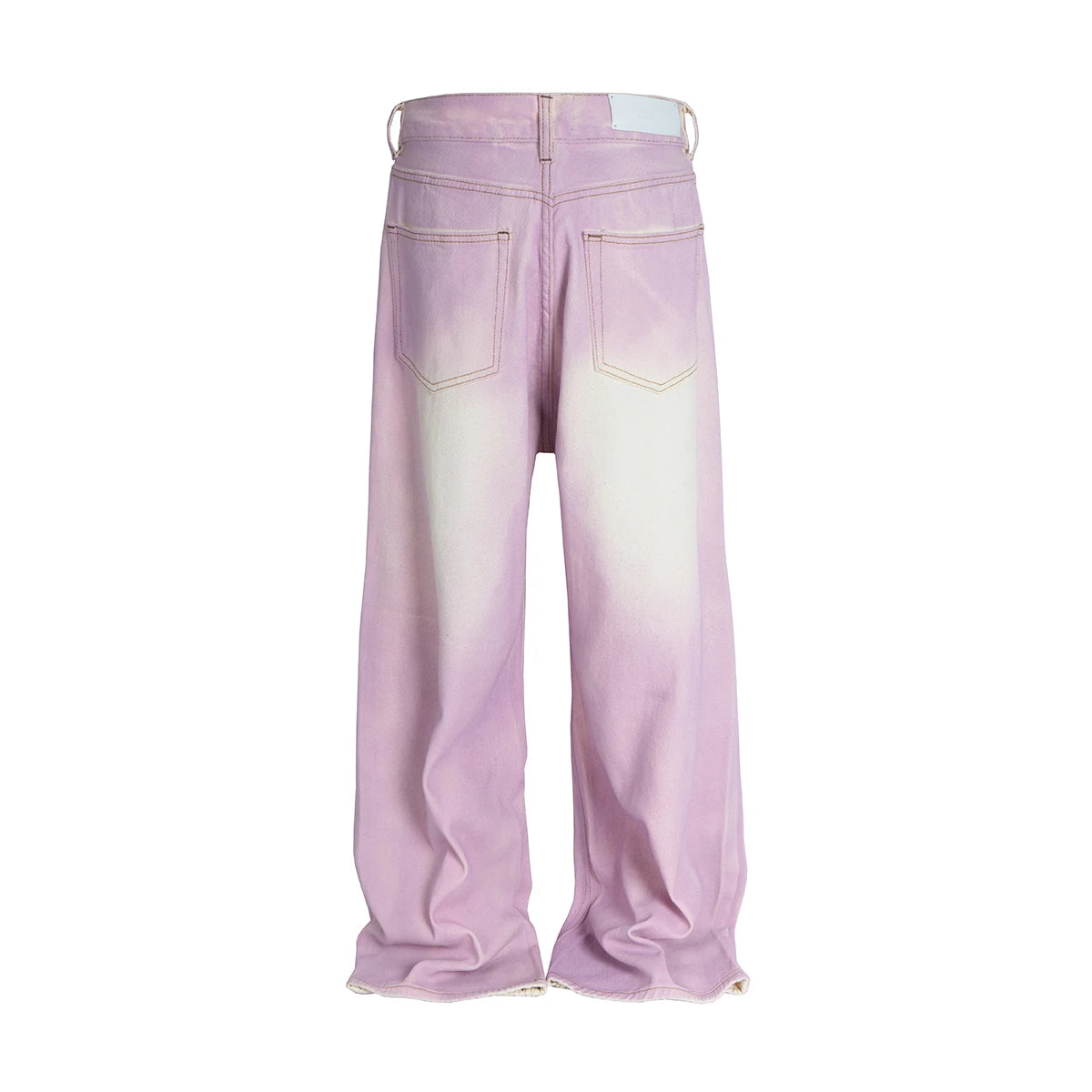 Calças jeans sujas rosa lavadas com gradiente de cor de rua para homens e mulheres, calças jeans largas casuais retas e largas, calças cargo largas e largas