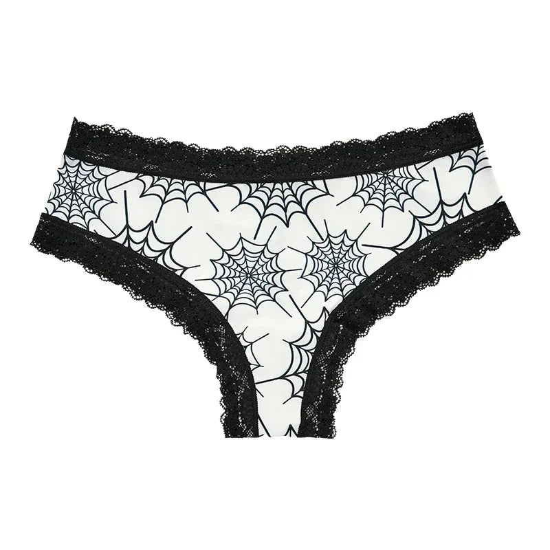 Underwear Women's Lace Edge Sexy Panties Gothic Style Lingerie Rose Skull Personalized Comfortable Breathable Triangle Pants