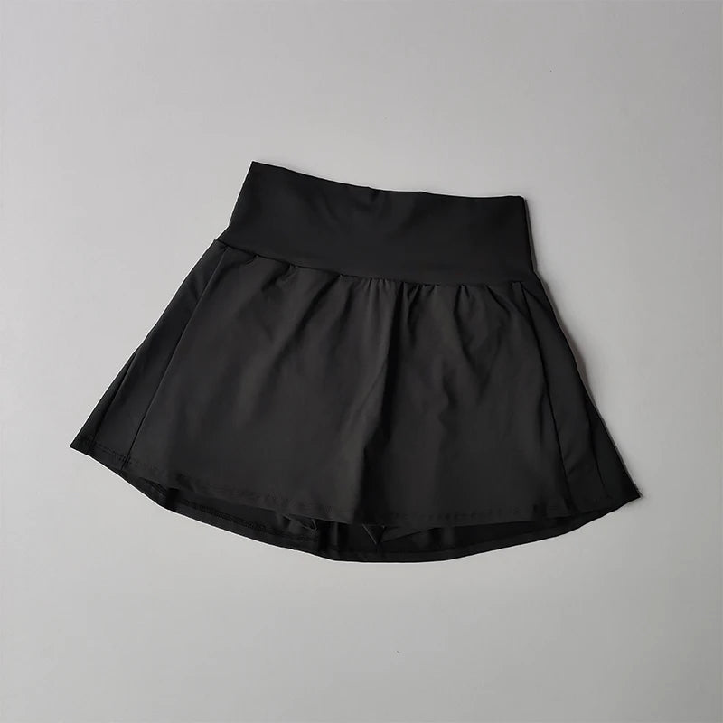 High Waisted Sports Short Skirt, Summer New Cool and Anti Glare Lined Shorts Women's Fitness Yoga Quick Drying A-line Skirt