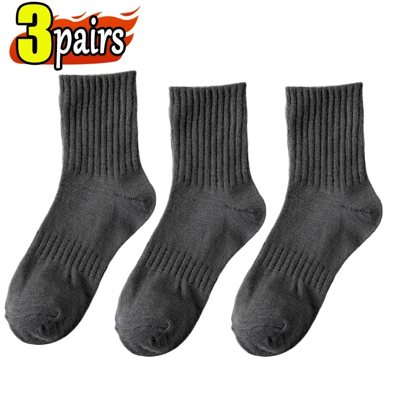 3Pairs Classic Black White Cotton Socks for Men's Short Socks Summer Thin Low Tube Socks Anti Odor Women's Ankel Sox EU 37-42