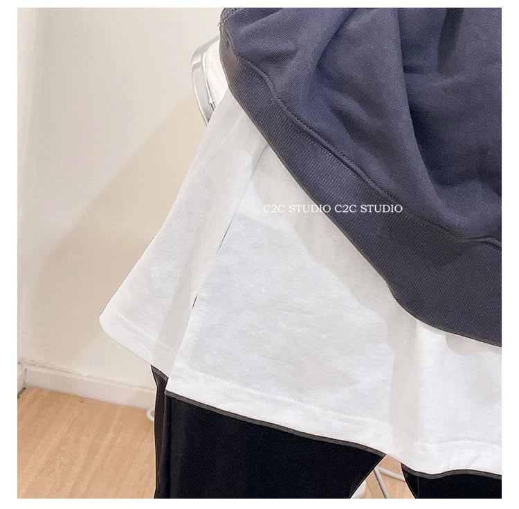 2023 New Summer Detachable Underskirt Women Fake Shirt Split Skirt Tail Blouse Hem Cotton Extender Fake Hem Mini Skirt Fake Hem