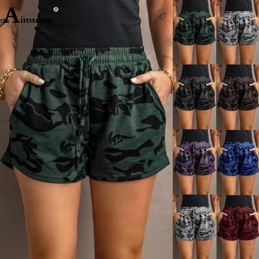 Plus Size 5xl Women Pocket Design Shorts 2022 New Sexy Fashion Camouflage Shorts Ladies Drawstring Shorts Casual Beach Hotpants