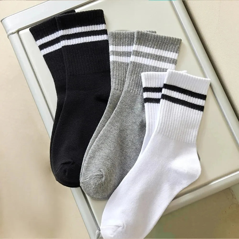 6 Pairs Women's Mid-Tube Socks Solid Colour Autumn Winter Breathable Comfortable Sport Sweat Absorbent Man And Women's Socks