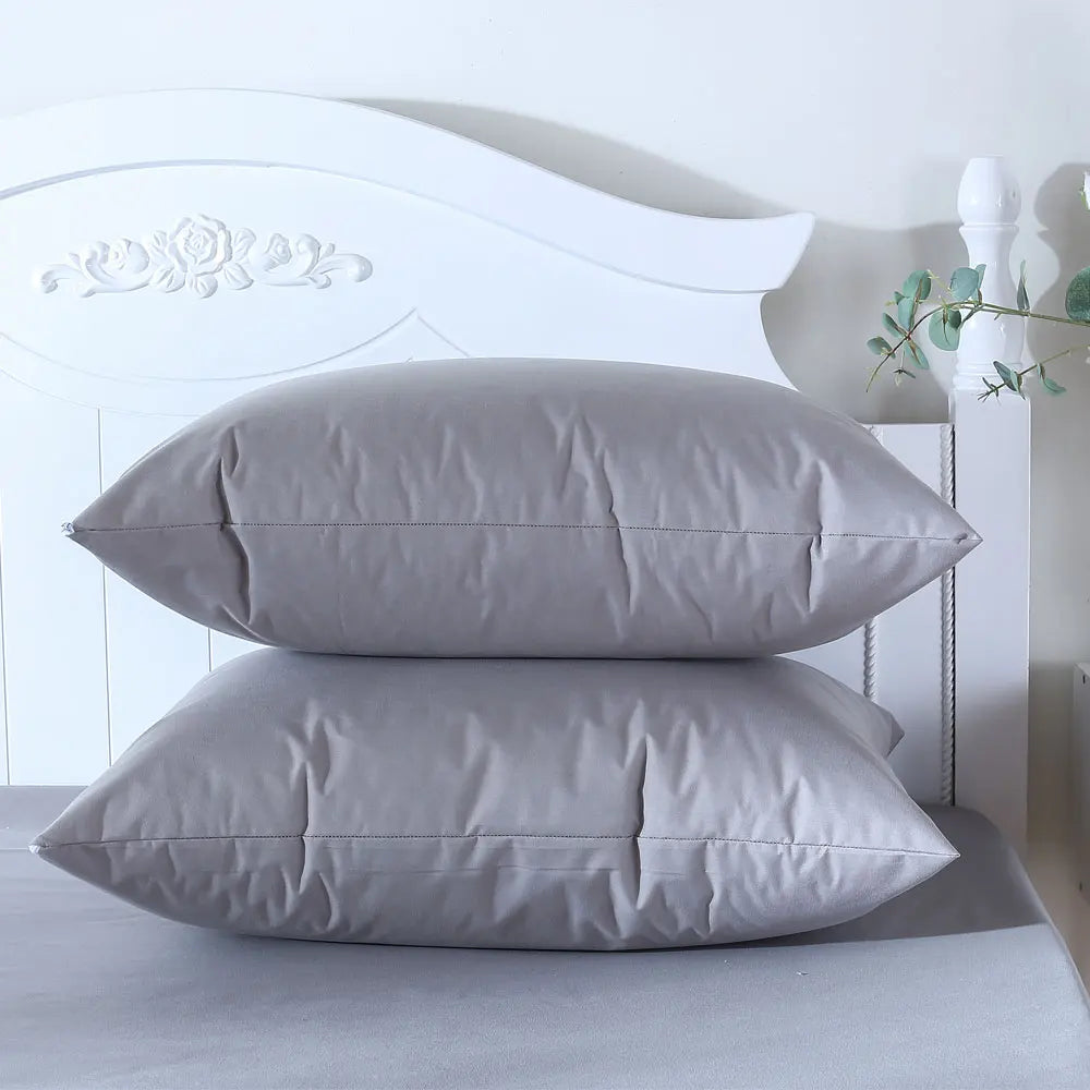 2pcs Solid Pillow Protector Wateprroof Pillowcases with Zipper Bedbug Proof & Hypoallergenic