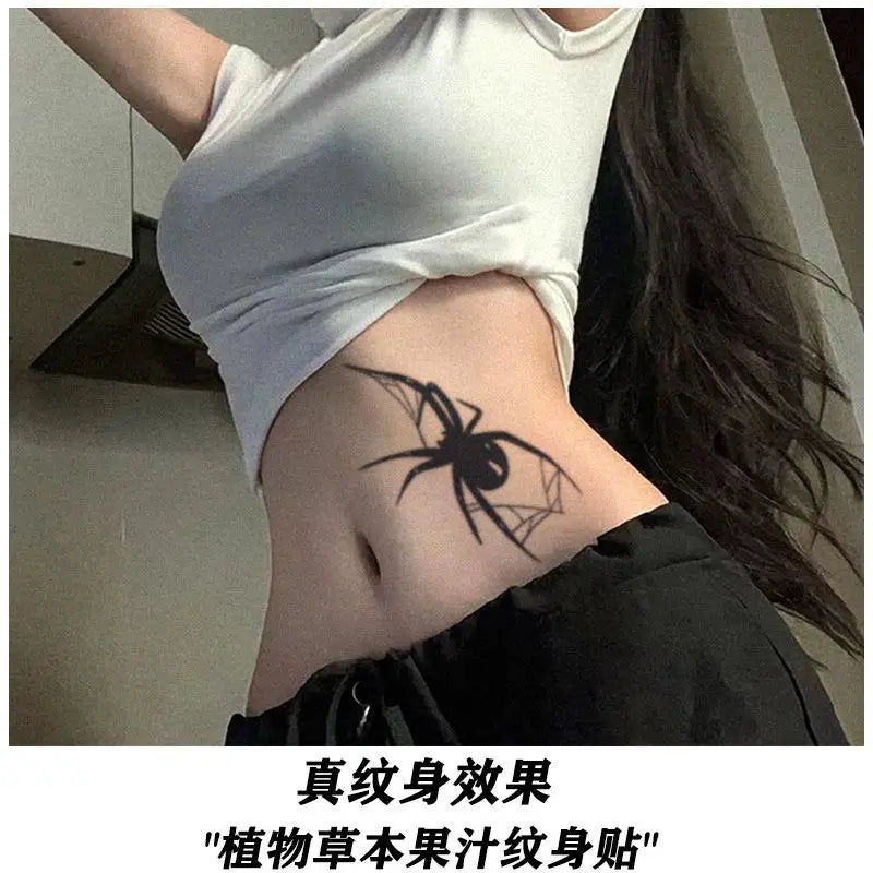 Sexy Tattoo Stickers Men's Temporary Fake Goth Tattoos Waterproof Heart Tatto Lasting Spider Art Cool Herb Juice Body Beauty