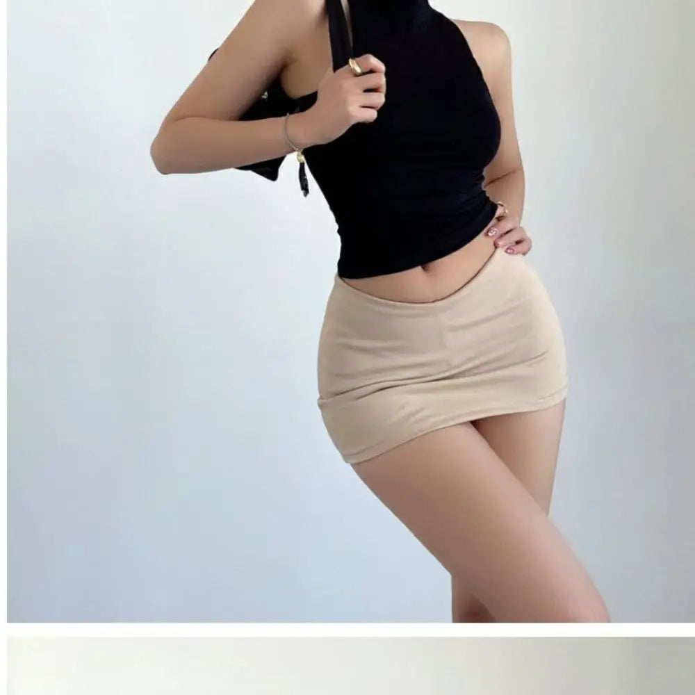 Polyester Package Hips Mini Skirt Korean Simple Solid Women's Mini Skirt High Waist Slim Package Hip Skirts Ladies