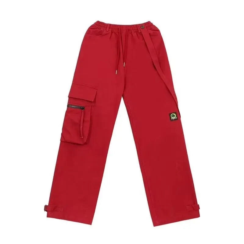 Casual Red Color Women Y2k Street Hip Hop Sweatpants Oversized Trousers Vibe Dance Jazz Long Baggy Cargo Pants Women's Clothing