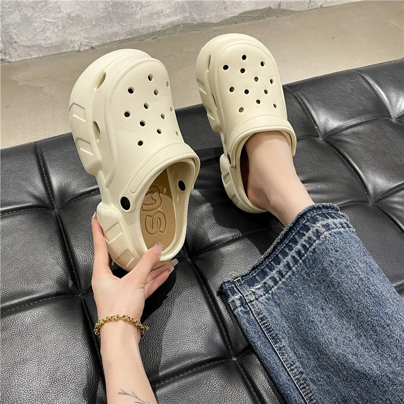 Summer Women's High Heel Sandals Casual EVA Outdoor Women's Garden Shoes Anti Slip Thick Sole Beach Slides Lady’s Garden Shoes