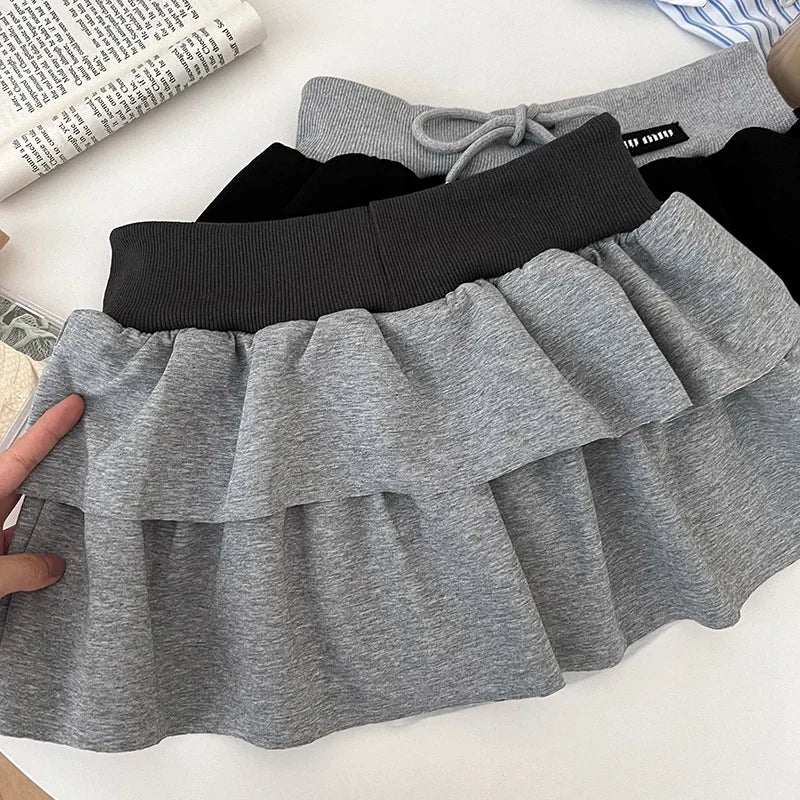 Hotsweet Mini Skirt Lace-up with Shorts Elastic High Waist A Line Short Cake Skirts Maxi Size Tulle Korean Clothes Dropship