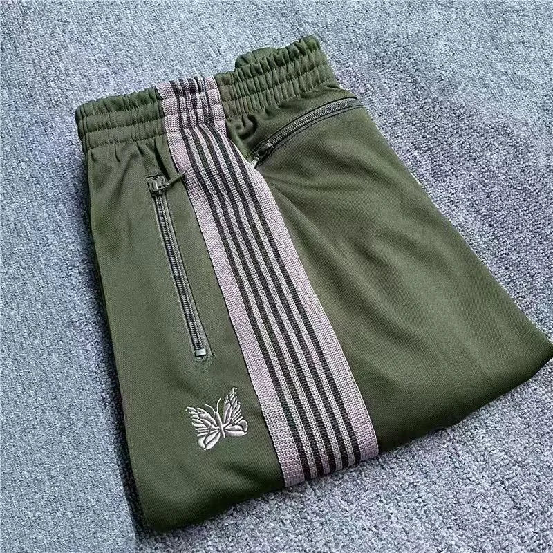 High Street Retro Track Butterfly Embroidery Pants Joggers Sweatpants Straight Trousers Men Woman Casual Loose