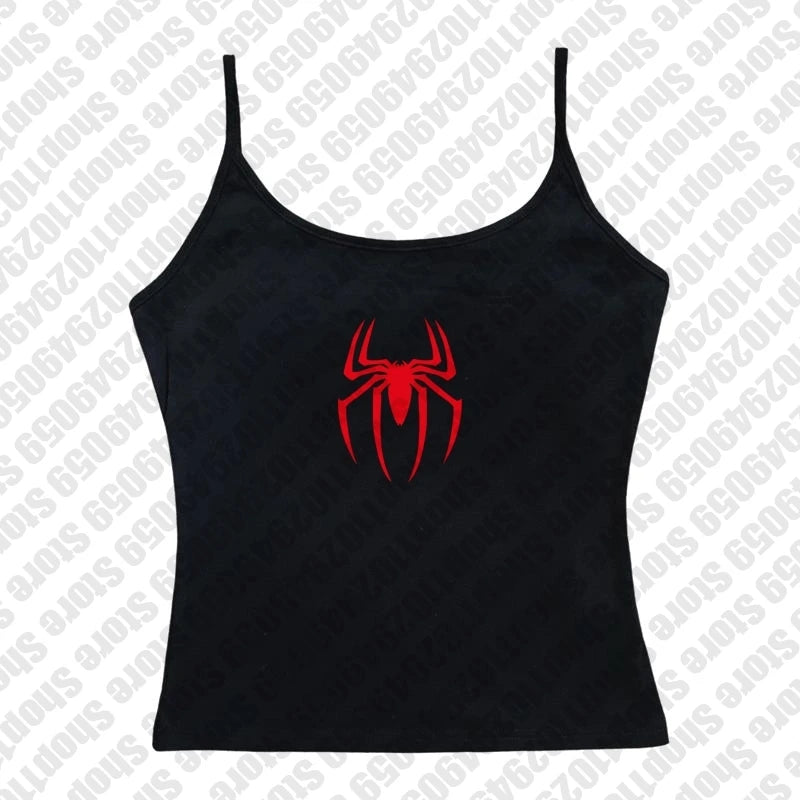 Spider Graphic Print Y2K Mulheres Bebê Camisetas Streetwear Vintage Carta Crop Verão Punk Casual Trash Goth Slim Manga Curta Camisetas