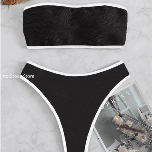 Bikini Sexy Women Swimsuit New Solid Bandeau Bikinis Set Thong Swimwear Summer Biquini 2 Piece Bathing Suit Beach Female