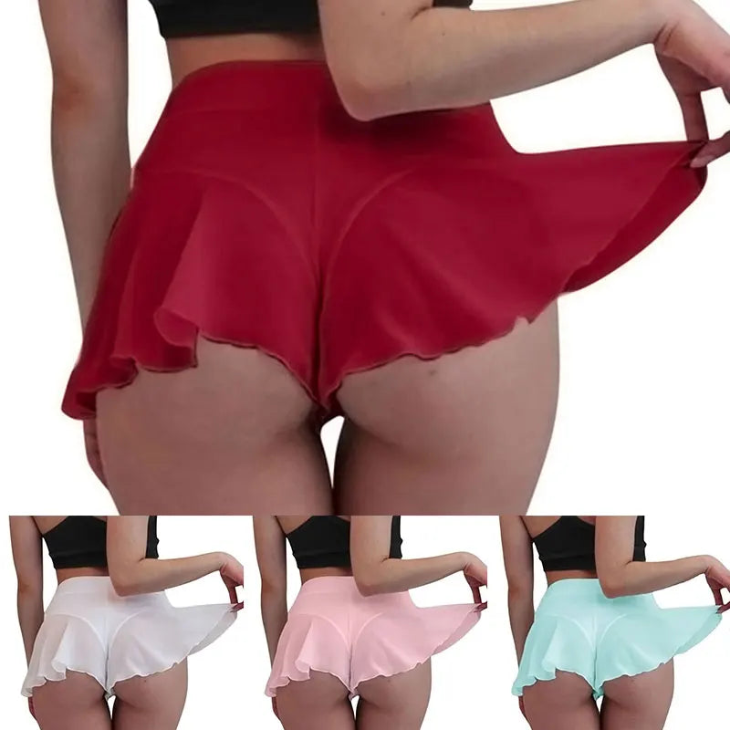 Saias femininas calças cintura alta pole dance babados calças curtas esportivas mini apertadas plissadas fitness yoga shorts moda verão saias