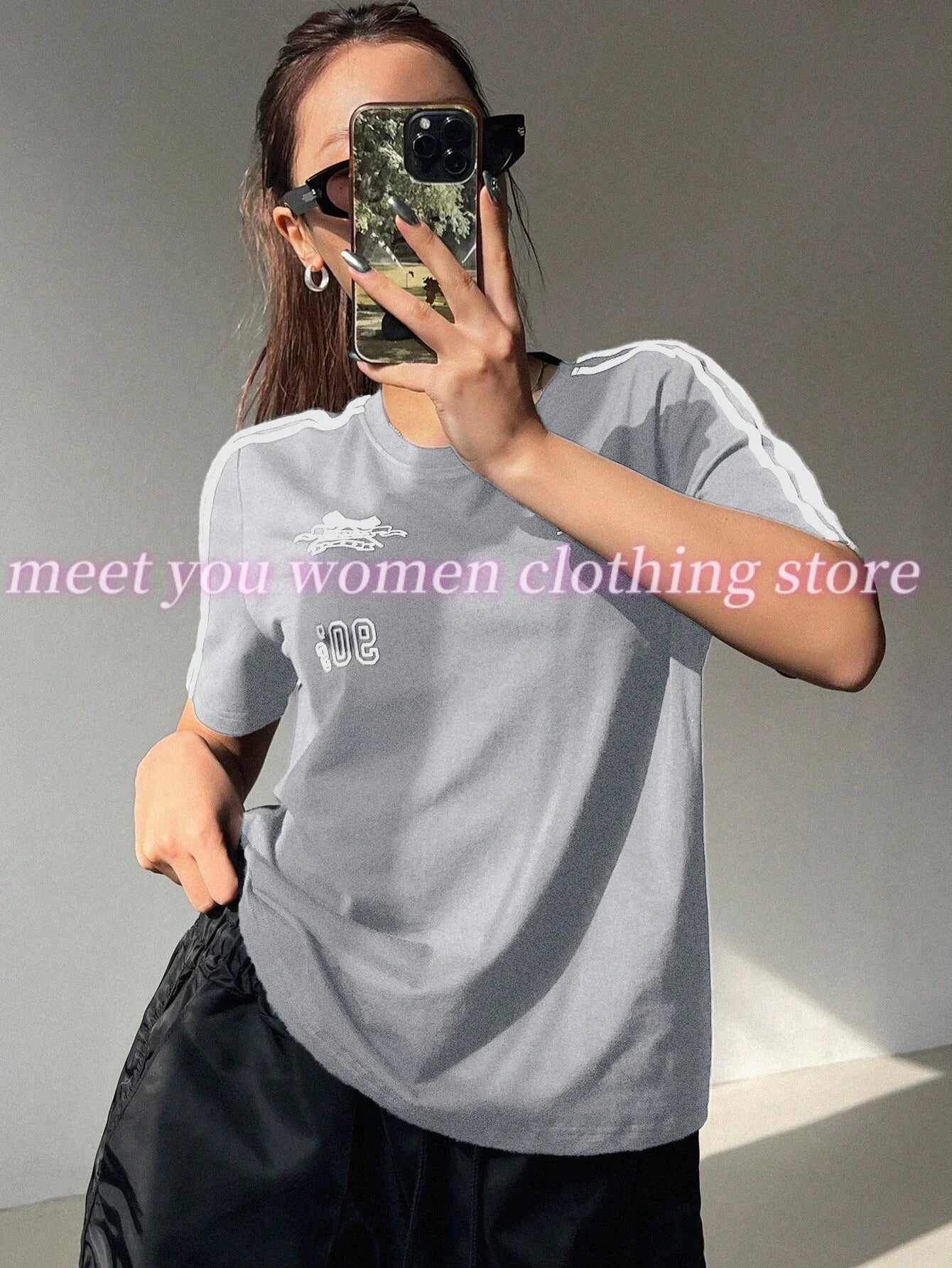 Summer 90s Bow stripe Print  t-shirt Y2K Hot Girl Clothes Women O-neck Short Sleeves Polyester Tops Oversized female Clothing