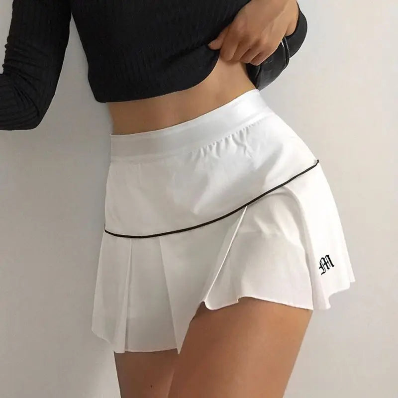 Sexy Women Skirts High Waist Summer Vintage Mini Skirts Korean Tennis Student White Designed Dance Skirt y2k clothing whole sale