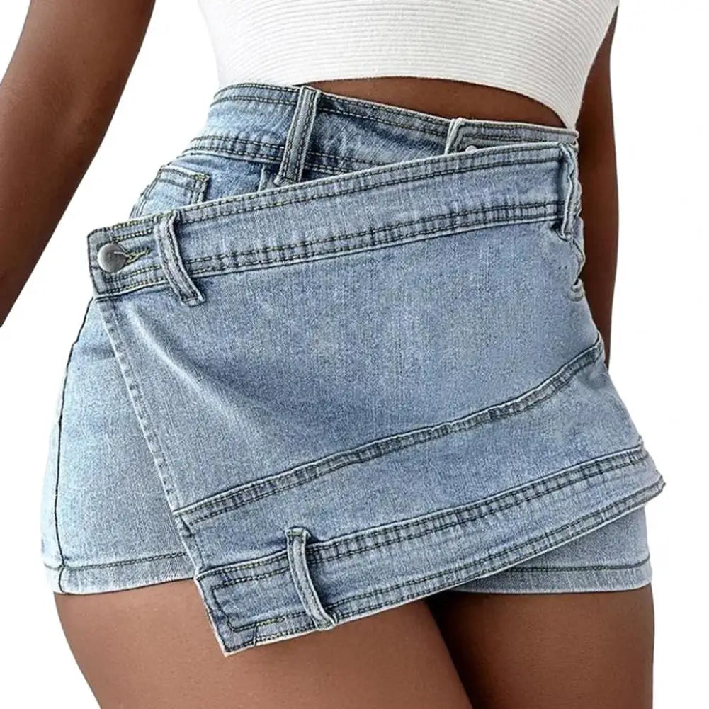 New Women Denim Culottes Short Skirt Fashion Button Decoration Slim Skirt Casual Ladies Skirts Chic Women Dress Clothes