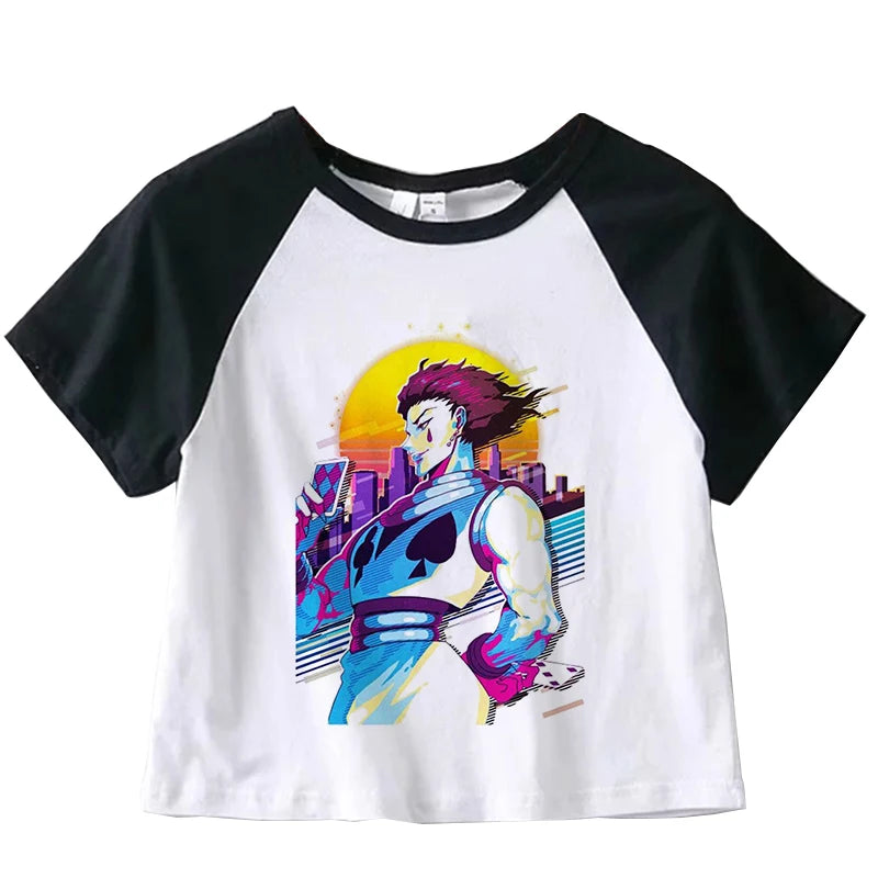 Hunter X Hunter Japan Anime Killua Shirt Y2k Crop Tops T-shirt Anime Women Tee Summer Short Sleeve Clothes Streetwear