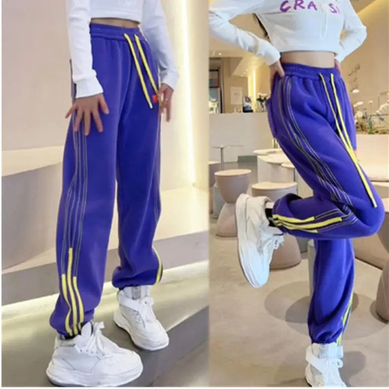 Women's Drawstring High Waist All-match Casual Sweatpants Spring Autumn Fashion Contrast Color Spliced Pants Female Clothing