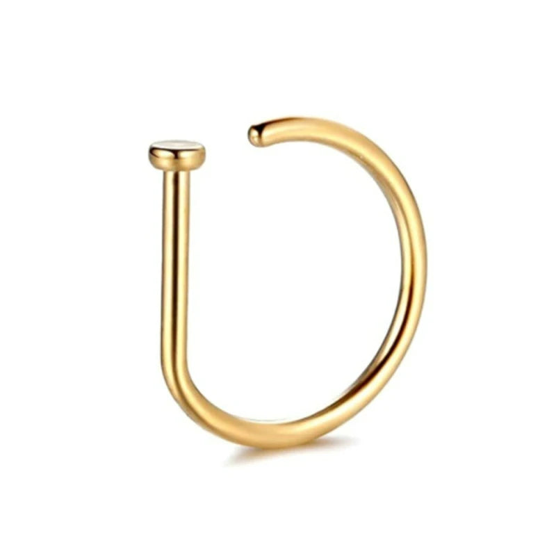 Stainless Steel D Shape Fake Nose Ring Hoop Faux Fake Nose Ring Non-Pierced Clip On Nose Hoop Rings Jewelry For Women Men