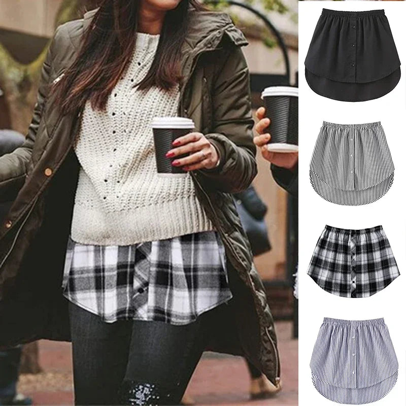 Fake Shirt Extender For Women Fake Shirt Tail Mini Skirt Blouse Tail Hem Detachable Underskirt Casual Sweater Hemline