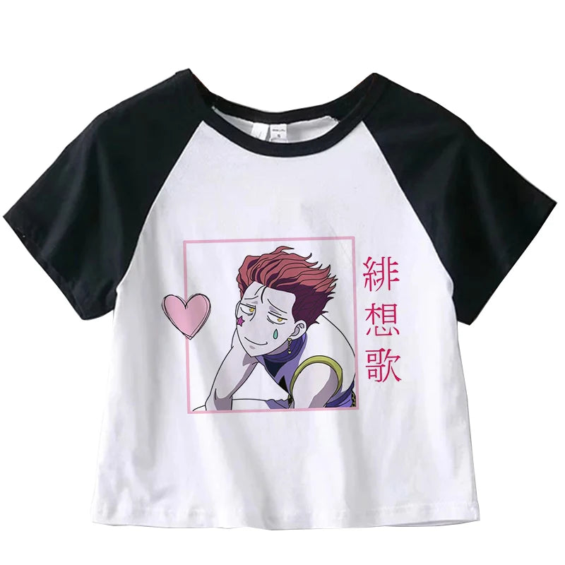 Hunter X Hunter Japan Anime Killua Shirt Y2k Crop Tops T-shirt Anime Women Tee Summer Short Sleeve Clothes Streetwear