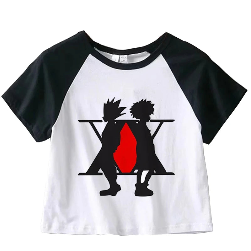 Hunter X Hunter Japan Anime Killua Shirt Y2k Crop Tops T-shirt Anime Women Tee Summer Short Sleeve Clothes Streetwear