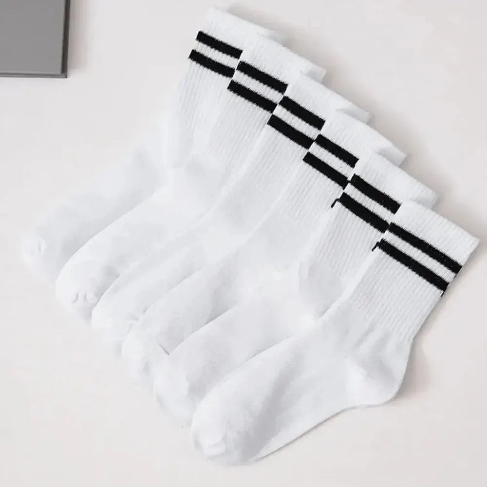 6 Pairs Women's Mid-Tube Socks Solid Colour Autumn Winter Breathable Comfortable Sport Sweat Absorbent Man And Women's Socks