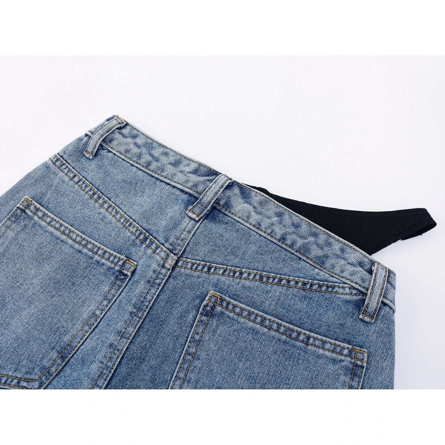 a Letter Luxury Brand Design Fake Two Pieces Denim Short  Mini Skirt For Women Sexy Fashion Y2k Wang Minifalda Dress Clothes