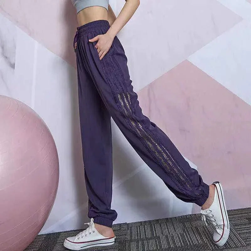 Jogging Trousers for Women Joggers Elastic Waist Clothes Purple Fitness Sweatpants Harem Female Pants with Pockets Sports Autumn