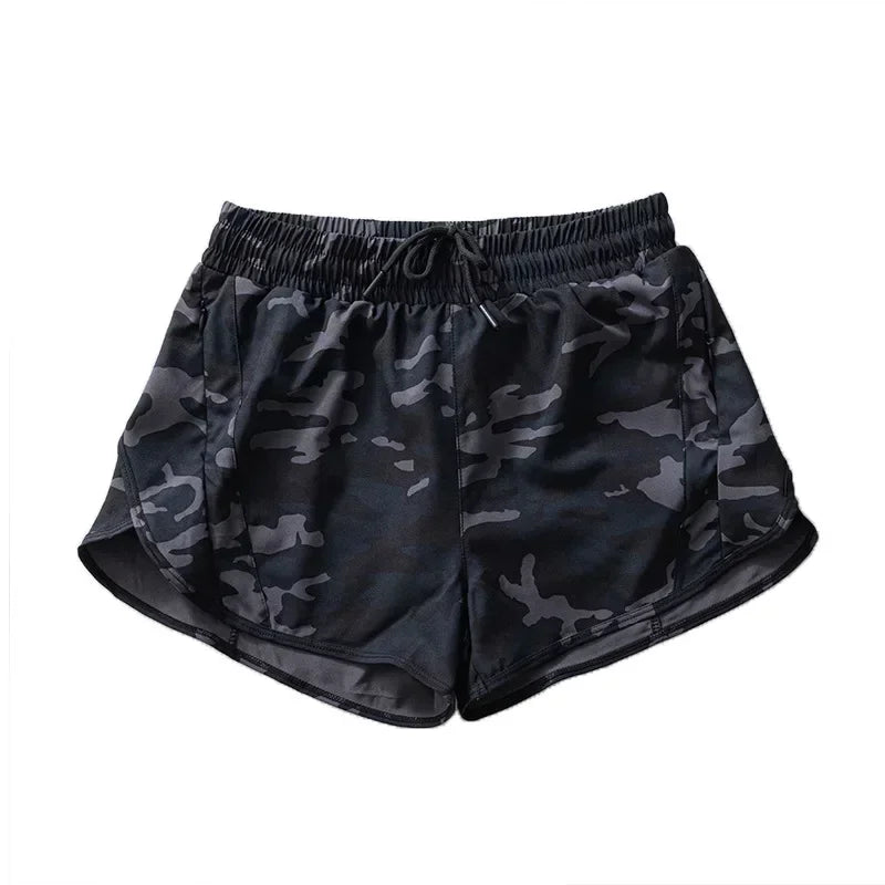 Camo Leopard Track That High-Rise Lined Short 5" Drawstring Lightweight Sweat-wicking Running Shorts With Side Zipper Pocket