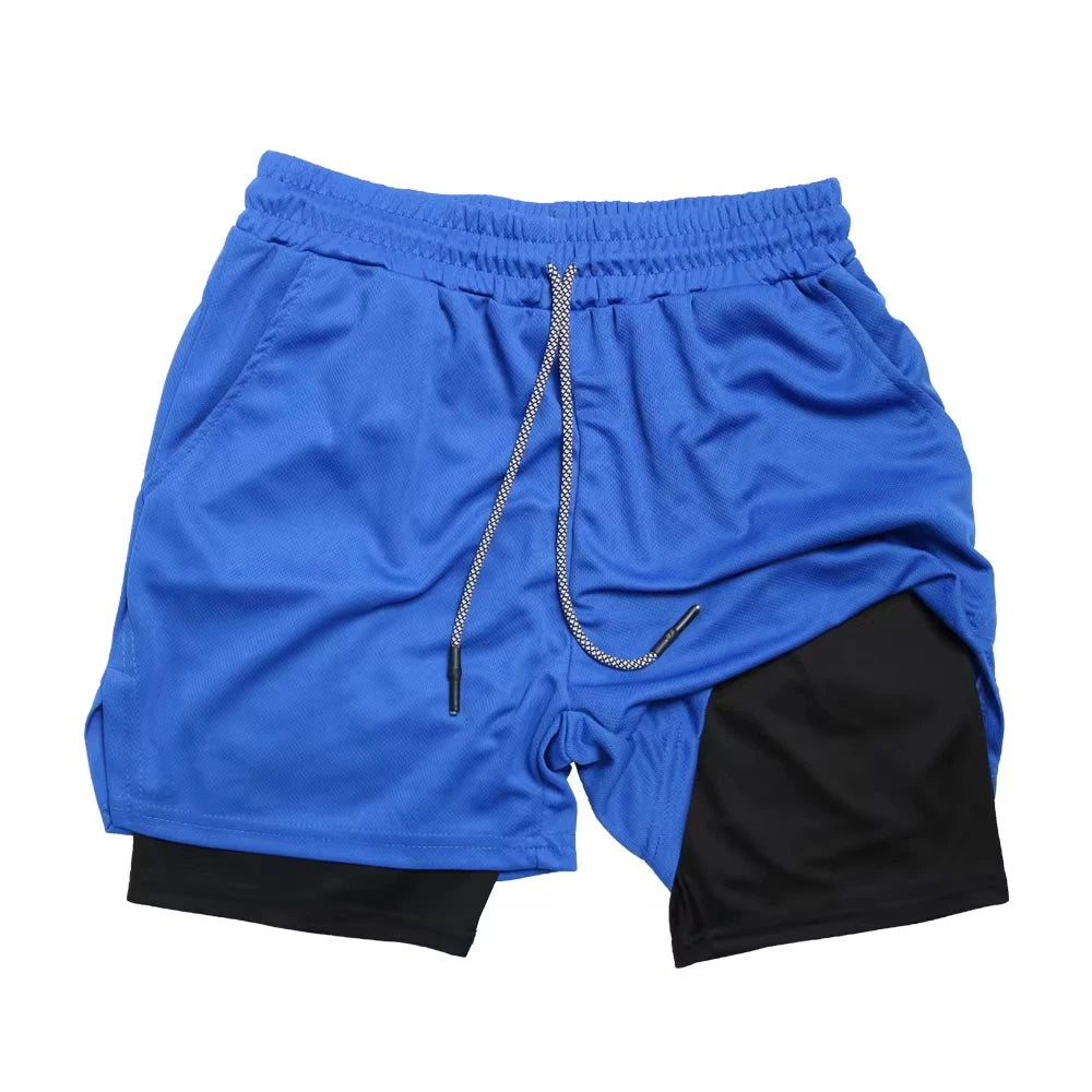 Men's Outdoor Cycling Sports Shorts Summer Breathable Quick-drying Shorts Sportswear Double-layer Two-in-one Casual Shorts M-3XL