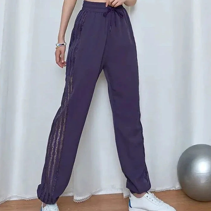 Jogging Trousers for Women Joggers Elastic Waist Clothes Purple Fitness Sweatpants Harem Female Pants with Pockets Sports Autumn