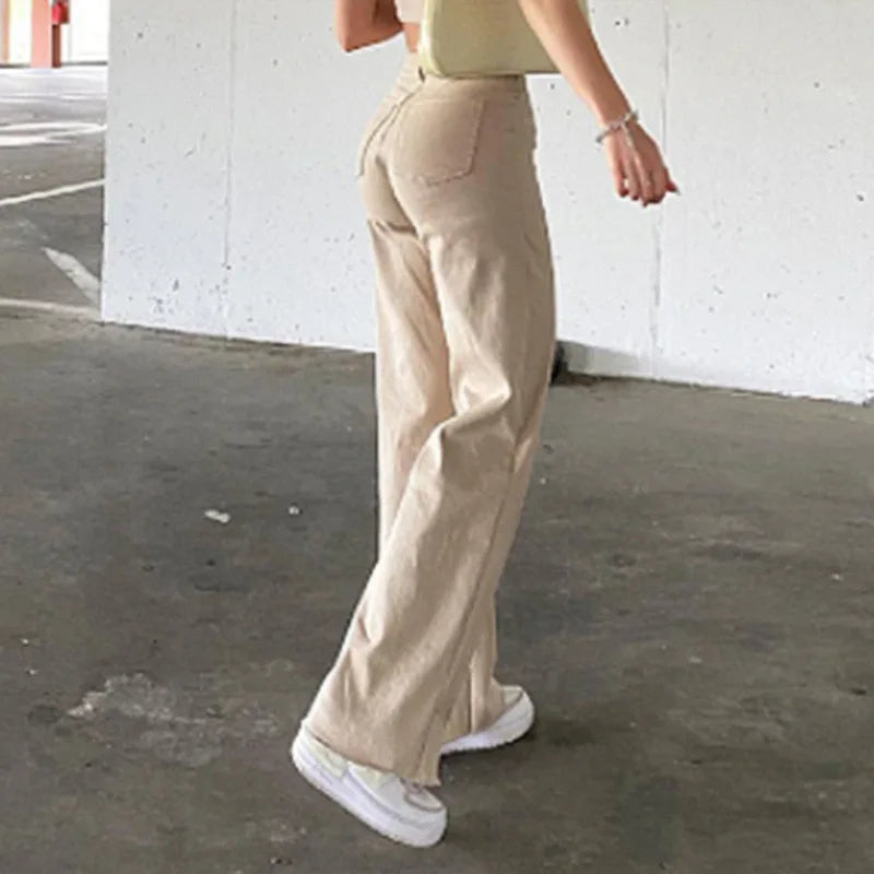 New Fashion Long Jeans Spice Girl Style High Waist Slim Jeans Bell Bottoms Casual Streetwear Trousers Oversized 2024