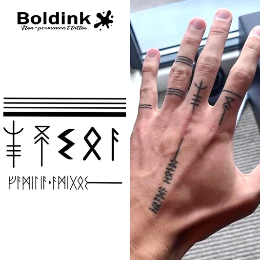 Nordic Script Temporary Tattoo,Lasts To 15 Days New Technology Magic Waterproof Semi Permanent Sticker.